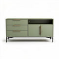 Meuble de rangement en mdf vert avec portes et tiroirs 150 x 40 x 70cm