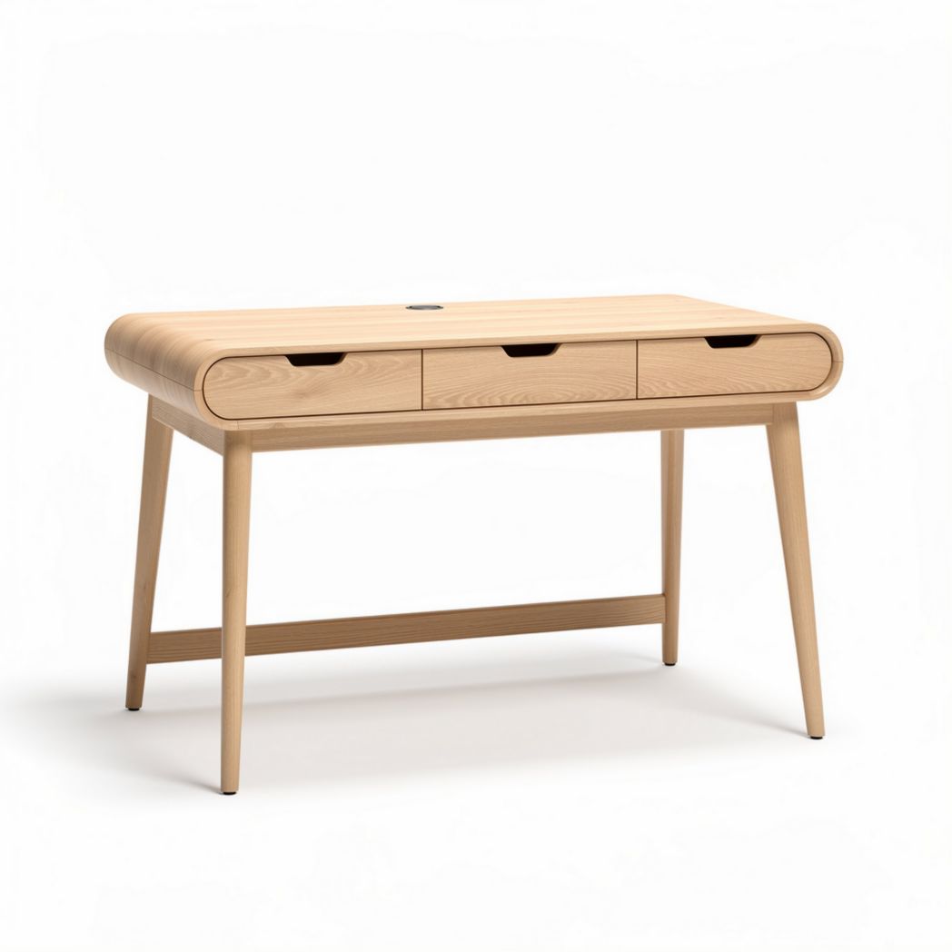 Bureau en bois clair avec trois tiroirs dimensions 120 x 60 x 75cm