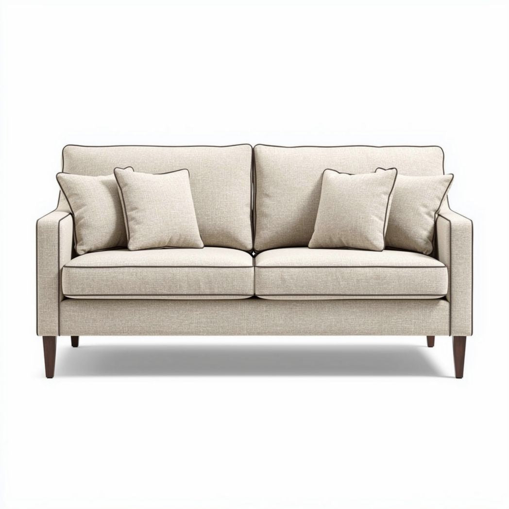 Canapé beige en tissu avec coussins amovibles dimensions 200 x 90 x 85cm