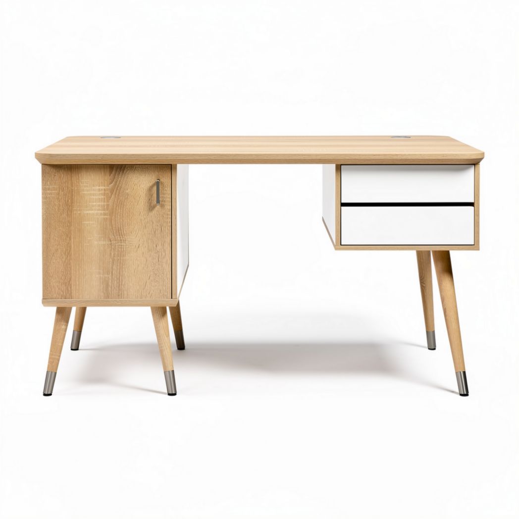 Bureau en bois avec tiroirs et compartiment de rangement 120 x 60 x 75cm