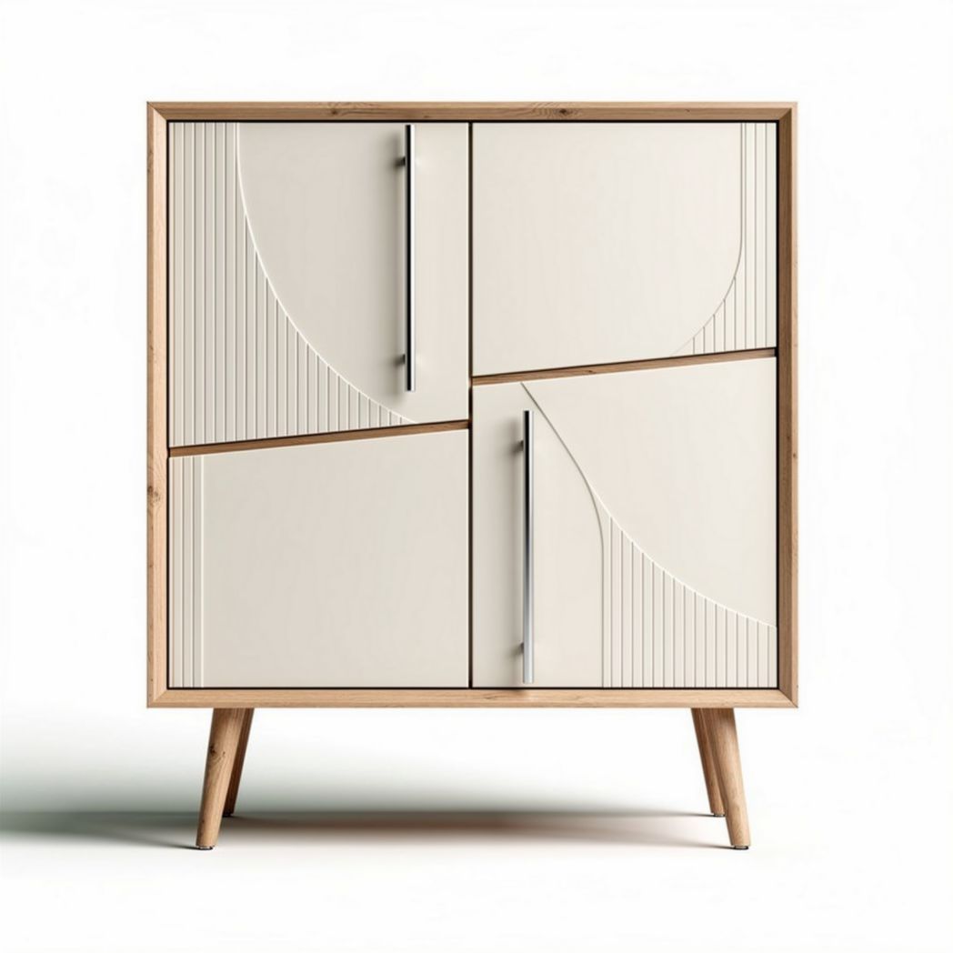 Buffet en bois avec portes en plastique recyclé dimensions 80 x 40 x 100 cm