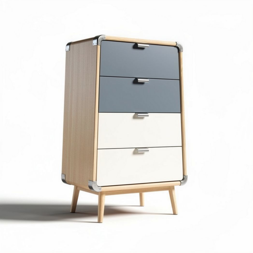 Commode en bois avec tiroirs gris et blanc 80 x 50 x 100cm